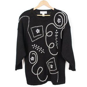 VTG Victoria Woman | Black Beaded Sweater | 1X